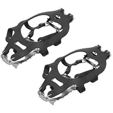 Imagem de Junlucki Crampons 18 dentes antiderrapantes, pontas antiderrapantes, 1 par de borracha elástica para escalar neve montanha (G)
