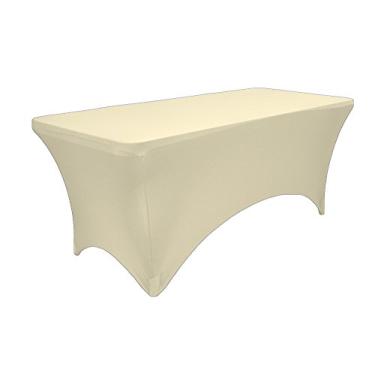 Imagem de LA Linen TCSpandex182 x 76 x 76 _IvoryX25 Toalha de mesa retangular de elastano, 182 cm, 72 cm, marfim