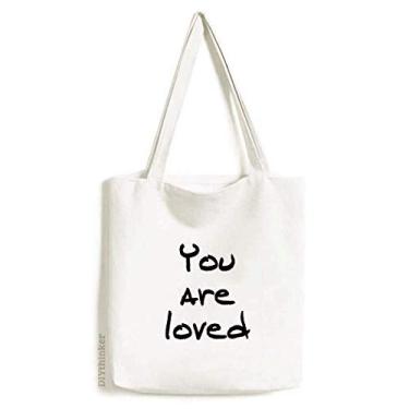 Imagem de You Are Loved citações inspiradoras sacola de lona bolsa de compras casual bolsa de mão