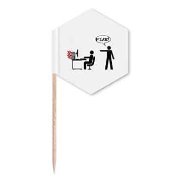 Imagem de Fire Computer Mesa de trabalho Art Deco, presente fashion palito bandeiras de cupcake palitos festa celebração