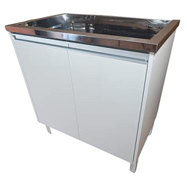 Imagem de Tanque De Lavar Roupa Inox 47 Plus Gabinete 2 Portas Montado