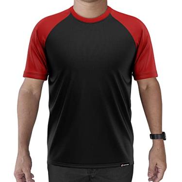 Imagem de Camiseta Manga Curta Adstore Preto e Vermelho Masculina Térmica UV Segunda Pele Compressão (XGG)