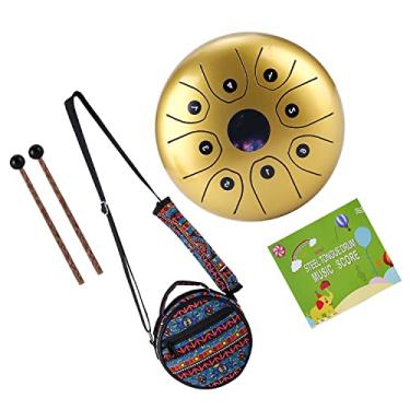 Imagem de SIMBAE Tambor de bolso de 13 cm mini tambor de língua de aço 8 notas C-Key Handpan Drum instrumento de percussão com marretas, bolsa de transporte para meditação, ioga, zazen, educação musical