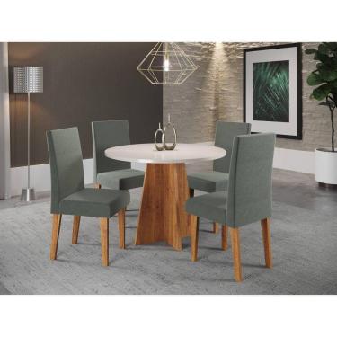 Imagem de Conjunto Mesa de Jantar Redonda Spirit com 4 Cadeiras Viero Móveis Mel/Blonde/Grisse