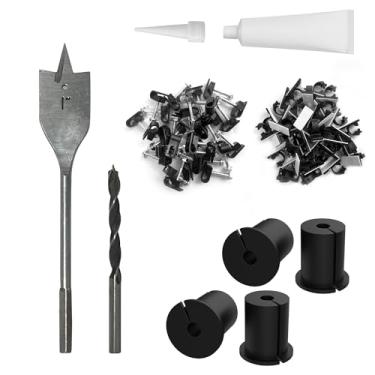 Imagem de Kit de roteamento de cabos Starlink, adaptador ethernet starlink, 4 peças de ilhós de bucha de parede star link para passagem de cabo com broca de pá de 2,5 cm, 40 peças de clipes de arame de parede