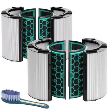 Imagem de Leemone Pacote com 2 filtros de substituição TP04 HP04 DP04 compatível com purificador de ar TP04 HP04 DP04 TP05 DP05, filtro HEPA de vidro combinado de 360° e filtro de carvão ativado, preto