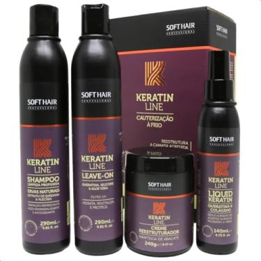 Imagem de Box Keratin Line Cauterização a Frio Shampoo 290ml Leave-in 290ml Mascara 240ml e Spray 140ml