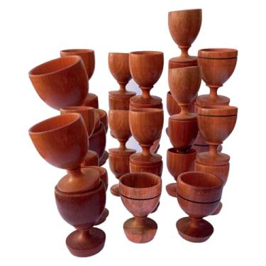 Imagem de Kit 30 taça de cachaça 7CM em madeira maciça artesanal pinga