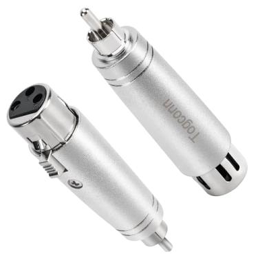 Imagem de Togconn Pacote com 2 adaptadores RCA para XLR, conector RCA macho para XLR fêmea