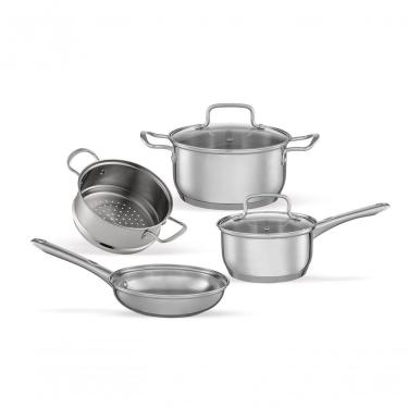 Imagem de Jogo De Panelas Brinox Aço Inox Fundo Triplo Jasmin 4 Peças Com Indução Inox