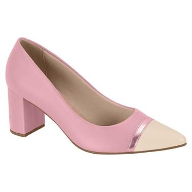 Imagem de Scarpin Feminino Salto Bloco Rosa Creme Metalizado Beira Rio 4241.232