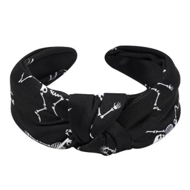 Imagem de Budsmile Faixas de cabelo femininas assustadoras de esqueleto de caveira assustadora para festa de Halloween, acessórios de cabelo com nó para meninas, presentes de maquiagem, argola de cabelo