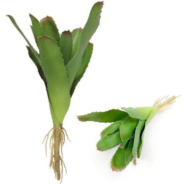 Imagem de Kit 8 Peças Bromélia Planta Artificial Verde 21cm 8 Folhas