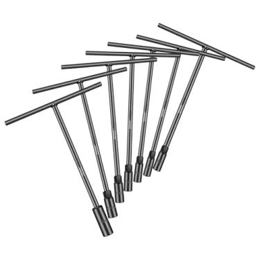 Imagem de Conjunto de chaves de soquete métrico T-Handle pacote com 7 (6 mm, 8 mm, 10 mm, 11 mm, 12 mm, 13 mm, 14 mm) Aço cromo vanádio de 6 pontos com marcação a laser para reparo de motocicletas e carros