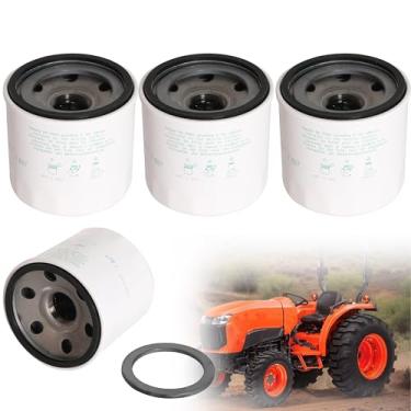 Imagem de 4 peças de filtro de óleo hidráulico compatível com Kubota L2501 L2800 L3200 L3301 L3400 L3700 L3800 L3901 M6040 M7040 M8200 M8540 L M Series Replace OE# HH3A0--82623 TC422-82620 3A431-82620