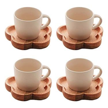 Imagem de WOLFF - Conjunto 4 Canecas com Pires de Madeira Marfim Liptus 115ml