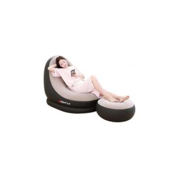 Imagem de Cama Sofa poltrona inflavel portátil kit 2 em 1 com puff ultra lounge 