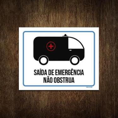 Imagem de Placa Saída De Emergência Não Obstrua 18X23 - Sinalizo