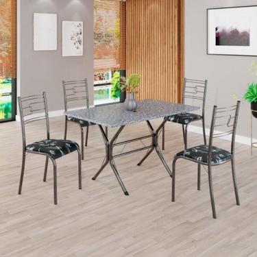 Imagem de Conjunto Sala de Jantar Mesa Retangular 100x60cm Tampo Granito Ocre 4 