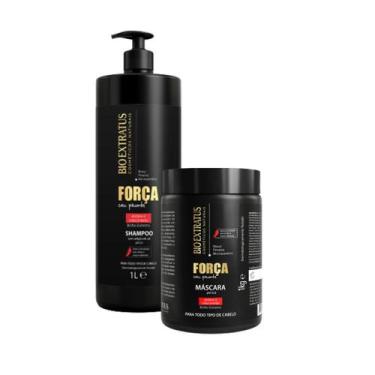 Imagem de Kit 1 Shampoo 1 Banho de Creme Força com Pimenta 1L - BIOEXTRATUS