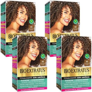 Imagem de Kit 4 Tonalizante Bio Extratus 63 Louro Escuro Dourado Tecnologia Prof