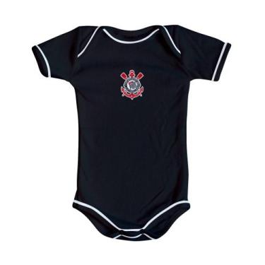 Imagem de Body Corinthians Preto Torcida Baby Oficial - Infantil, M, Preto