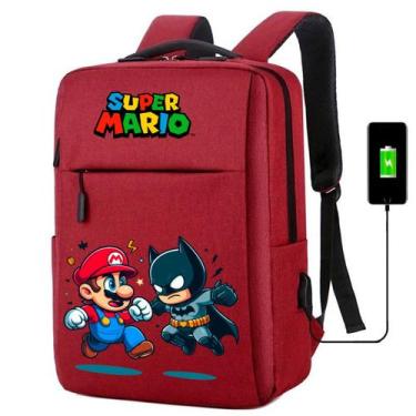 Imagem de Mochila USB Escolar Estampa Infantil Mario Bros Notebooks, Trabalho Es