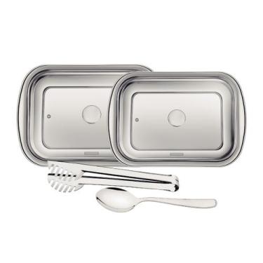Imagem de Kit para Assar e Servir Tramontina Cosmos em Aço Inox com Tampa de Vid