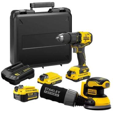 Imagem de Furadeira Parafusadeira 2 Baterias 20v Sbd710c2k Stanley + Lixadeira R