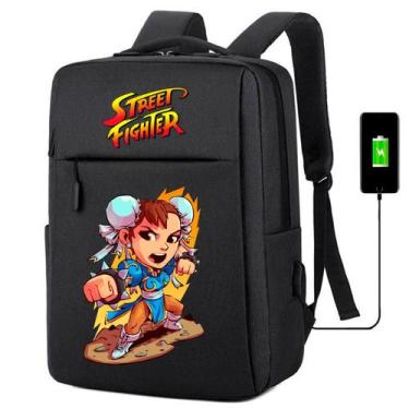 Imagem de Mochila USB Escolar Estampa Infantil Street Figther Notebooks, Trabalh