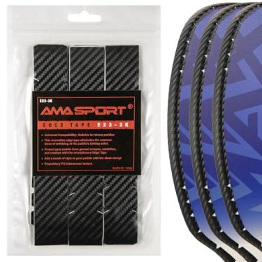 Imagem de PICKLETECH AMA Sport Pickleball Fita de proteção para raquete – Textura entrelaçada de poliuretano 3K – Protetor de borda de cabeça de raquete – Fita de proteção de borda de raquete que se encaixa perfeitamente na borda curvada – Sem rugas