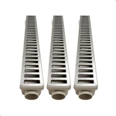 Imagem de 1,5 Metros Ralo Linear Sifonado Pluvial Grelha Aluminio 6x50cm Branco 