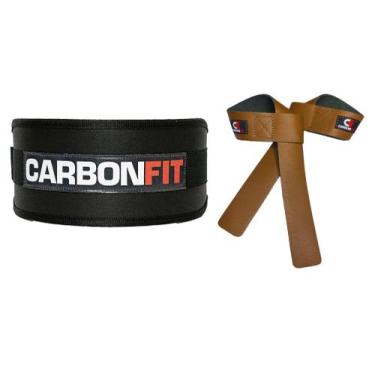 Imagem de Cinturão Cinto e strap fita kit musculação cinto de Fivela e Par de St