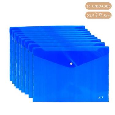 Imagem de Kit 10 Pastas Envelope com Botão Ofício/A4 Acp, Azul
