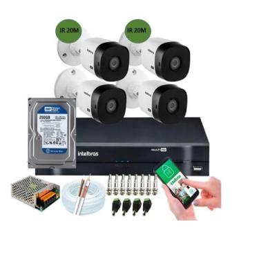 Imagem de Kit Intelbras 4 Cam 1120b Dvr 04ch Full hd C/Hd 250GB