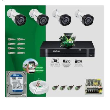 Imagem de Kit CFTV 4 Câmeras VHC 1120B 720P 2,8mm DVR Intelbras MHDX Multi Hd + 
