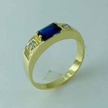 Imagem de Anel Formei folheado - Cod 685 F - Carlitos Joias, Azul safira, 15