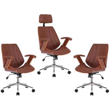 Imagem de Kit 2 Cadeiras de Escritório Juliette Diretor e 1 Presidente Giratória