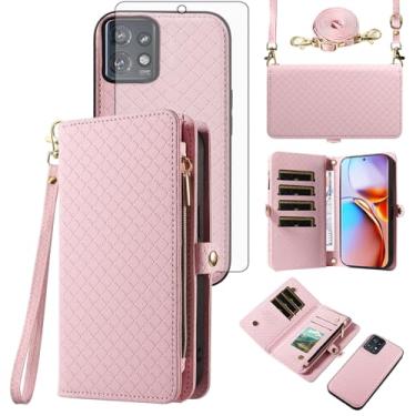 Imagem de Asuwish Capa de celular para Motorola Edge+ Plus 2023/Edge 40 Pro 5G/Moto X40 Carteira com zíper destacável com protetor de tela de vidro temperado, alça transversal, porta-cartões X + mulheres