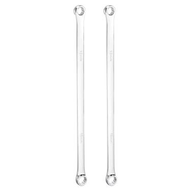 Imagem de HARFINGTON 2 chaves inglesas de extremidade dupla 13 x 15 mm métrica 12 pontos 0 graus deslocamento extra longo caixa de extremidade dupla chave catraca aço carbono polido ferramentas de chave inglesa