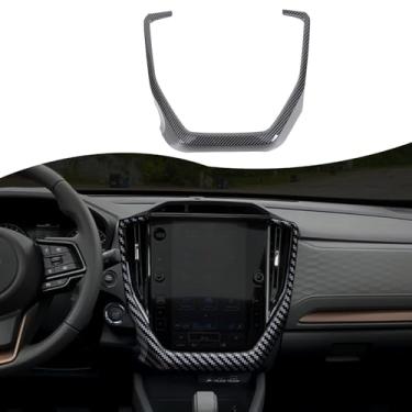 Imagem de Cobertura de tiras de acabamento para console central de carro compatível com Subaru Forester 2025, ABS padrão de fibra de carbono painel painel painel de navegação GPS moldura acessórios de decoração