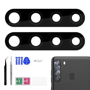 Imagem de BESJMYT Pacote com 2 para Samsung Galaxy A21 Lente de Câmera Traseira Adesivo de Substituição de Lente de Vidro com Ferramenta de Reparação Completa Pinça Pano de Pó para A21 SM-A215U SM-A215U1