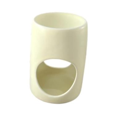 Imagem de WeiLaiKeQi Queimador de óleo essencial de cerâmica, difusor de óleo para decoração de casa, forno de aroma, queimador de cera, suporte de vela leve para mesa de, Creme Amarelo