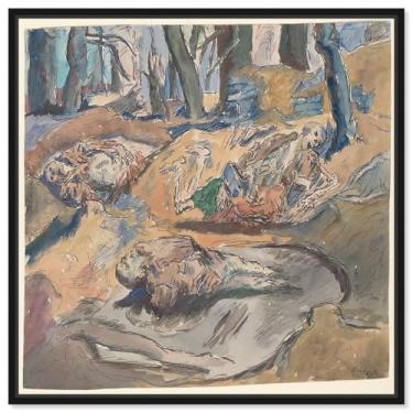 Imagem de Art Remedy Paisagens vintage em tela Dead Scottish Soldiers on the Battlefield, moldura preta, 51 x 50 cm