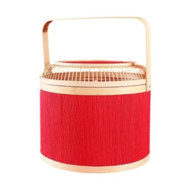 Imagem de Ioensy Cesta de Tecido de Bambu Cesta de Embrulho Cesta de Compras Cesta de Bambu com Tampa para Mooncake, 26cmx22.5cm