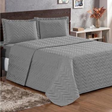 Imagem de Cobre Leito King Pratic Lisa 3 Peças - Cinza - Casa Modelo Enxovais