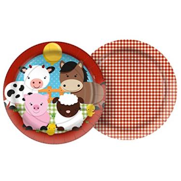 Imagem de PRATO PAPEL REDONDO 18 cm FESTA FAZENDINHA 12 un.