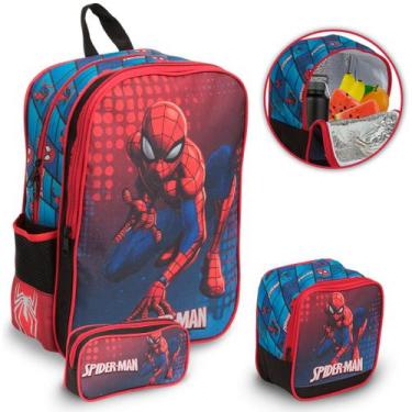 Imagem de Kit Mochila Infantil De Costas Homem Aranha Reforçada - Plike