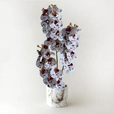 Imagem de 9 Flores de Orquídea Artificial 9 pétalas e 3 botões amarelados cada p