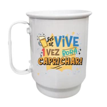 Imagem de Caneca Alumínio 500ml Só se vive 1 vez bora caprichar! - LARANJA E MIM